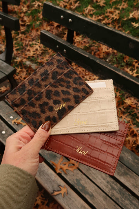 Card Holder in Croc Vanilla