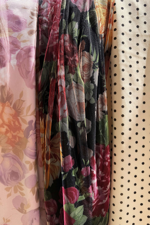 Mesh Skirt in Midnight Blossom