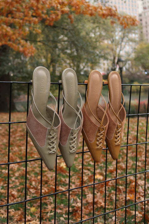 Cindy Kitten Heels in Fall Green