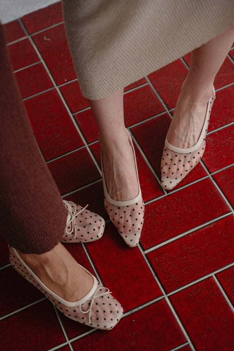 Lucy Mesh Heels in Polka