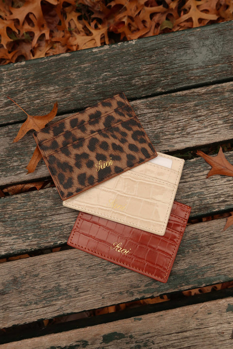 Card Holder in Croc Maple