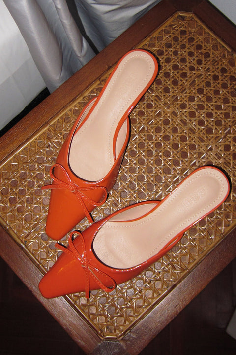 Lola Kitten Heels in Papaya Orange