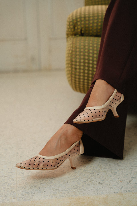 Lucy Mesh Heels in Polka