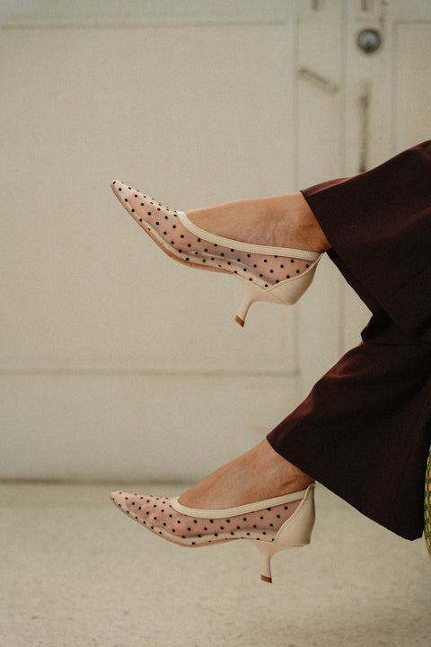 Lucy Mesh Heels in Polka