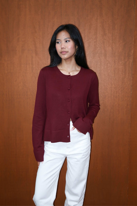 90s Cardigan in Burgundy