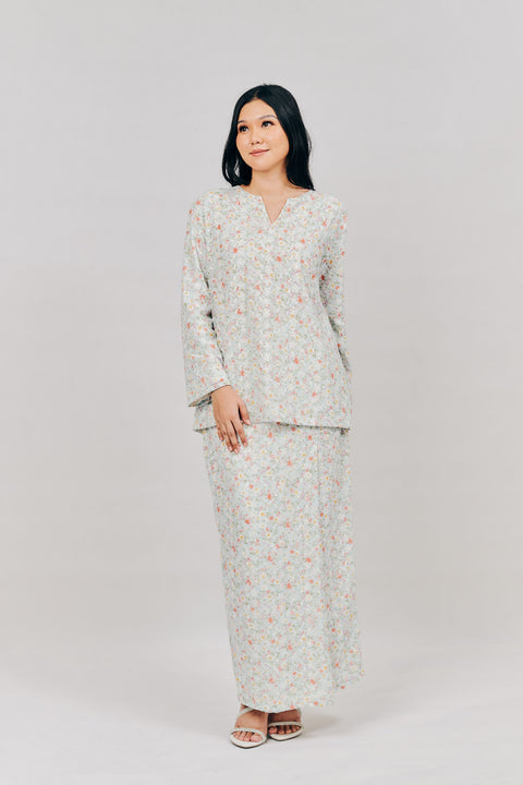 Embroidered Kurung Kedah in Angan Angan Blue