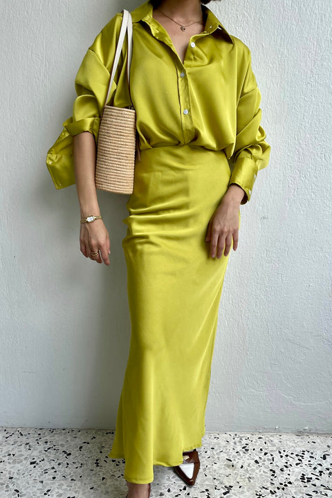 Classic Maxi Skirt in Calamansi Green