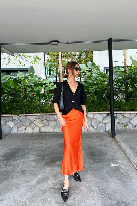 Classic Maxi Skirt in Mandarin Orange